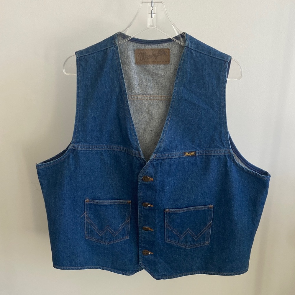 Wrangler Authentic Western Jacket Vest Vintage No Size Tag 50” Chest